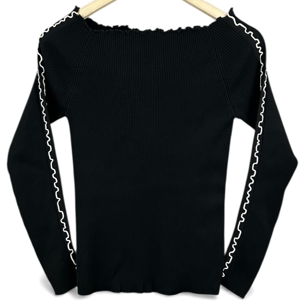 NWT Zara The Knitwear Collection Ribbed Black Sweater Size Medium